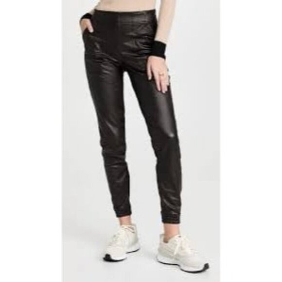SPANX Pants - SPANX Black Faux Leather Joggers Women’s Size XL